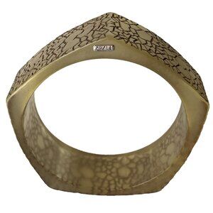 Vtg Monet Chunky Bangle Bracelet Plastic Crackle Embossed Hexogonal 1970s 1980s